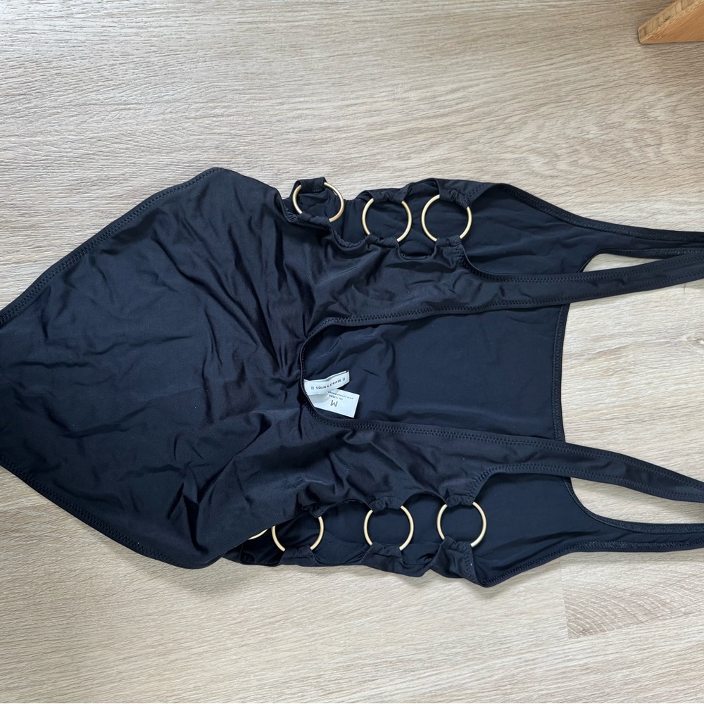 Solid & Striped Black One Piece Swim